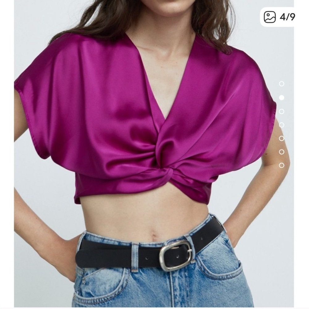 Zara Twist Front Satin Top